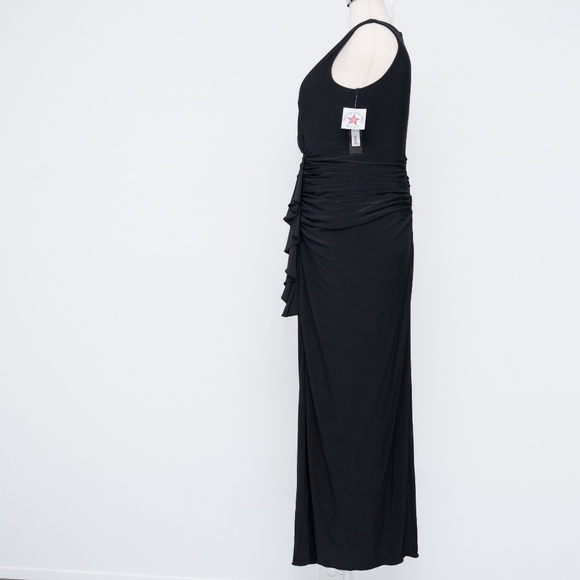 Betsy & Adam Plus Bobbi Long Ruffled V Neck Gown - Picture 6 of 13